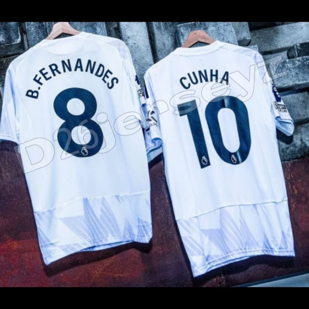 EmyuU_ Away Jersey 2025 / 2026 + Print Nameset CUNHA 10 / B. FERNADS 8 / MAINOO 37 / กําหนดเองเหมือน