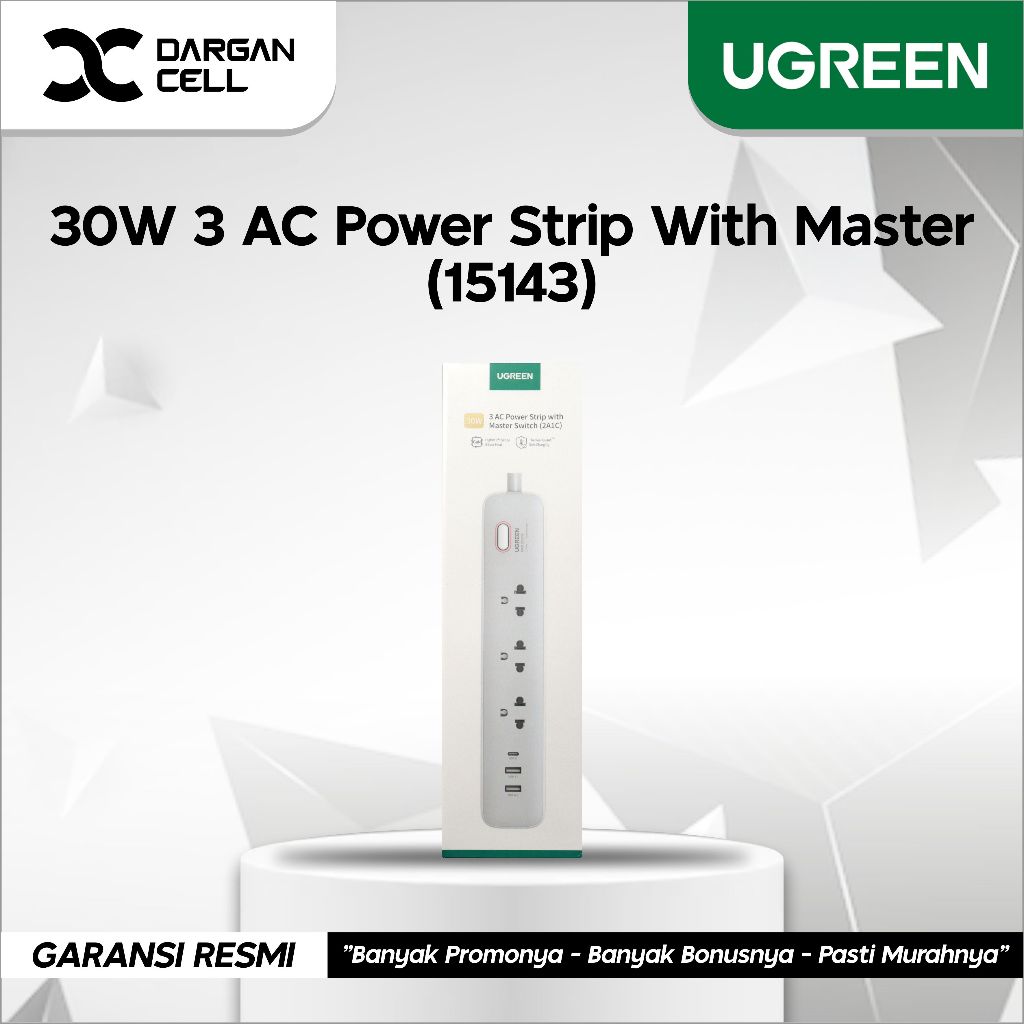 UGREEN POWER STRIP PLUG 6 IN 1 + ADAPTER 30W USB A, USB C (15143)