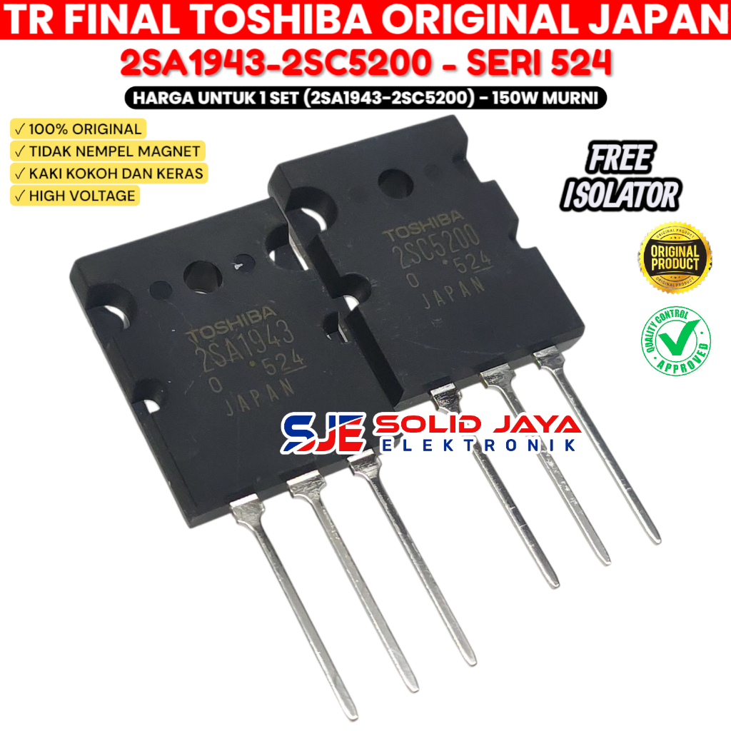 TR TOSHIBA 2SA1943 2SC5200 SERIES LOT 524 JAPAN JAPAN FINAL ทรานซิสเตอร์ TOSHIBA ORIGINAL 2 SA 1943 