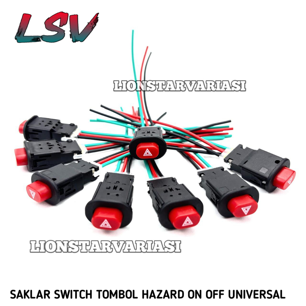 TOMBOL Hazard Button Switch Hazard Light Button On Off LED Universal Car Motorcycle Hazard Switch