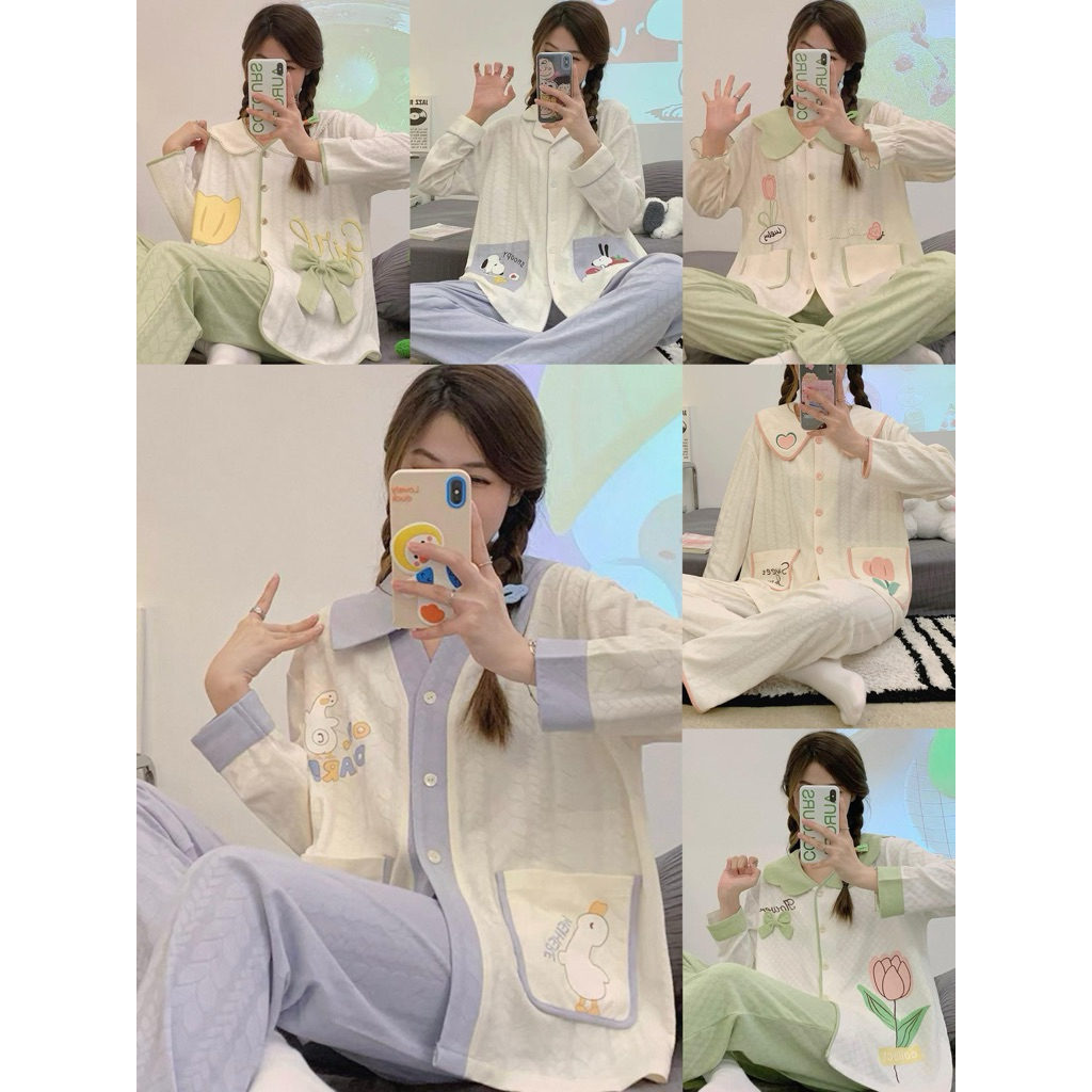 PPK 04 ชุดนอนยาว,ชุดนอนสตรีทันสมัย,น่ารัก,สบายสุภาพสตรีชุดนอนคอปก