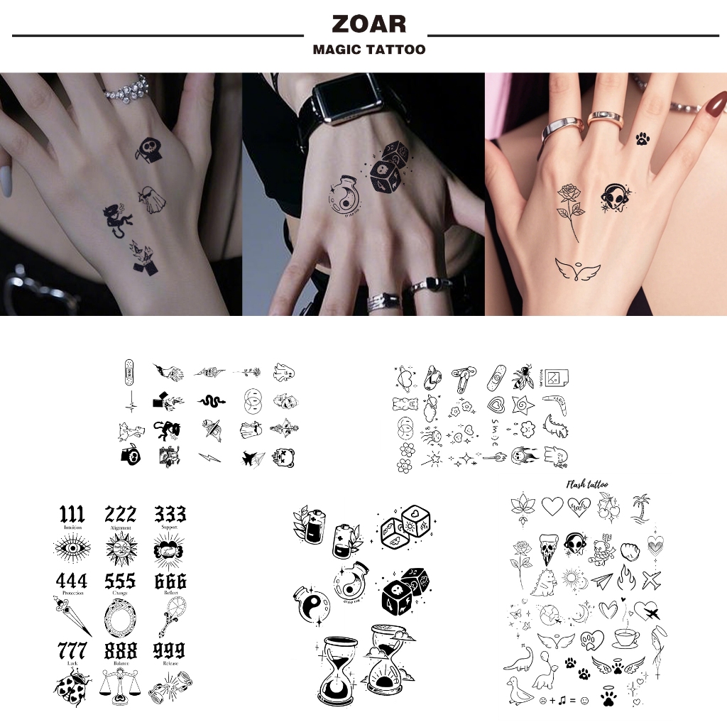 ZOAR Y70 รอยสักชั่วคราวติดทนนาน สติ๊กเกอร์รอยสักกึ่งถาวรสําหรับผู้ชายและผู้หญิง