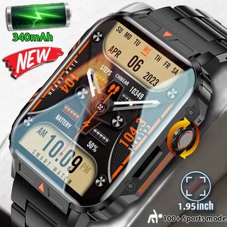 LIGE Jam Tangan Pintar Olahraga 1.95 Sentuh Penuh Luar Ruangan 100+ Baru Jam Tangan Pintar Panggilan Bluetooth Pria Asli untuk Android IOS IP68 Jam Tangan Kebugaran Tahan Air