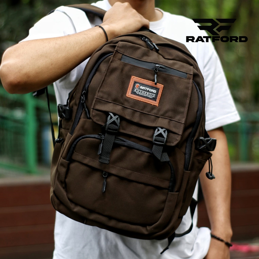 Alpen Brown กระเป๋าเป้สะพายหลังผู้ชายกระเป๋าแล็ปท็อปทํางานโรงเรียนวิทยาลัยอินเทรนด์ต้นฉบับ