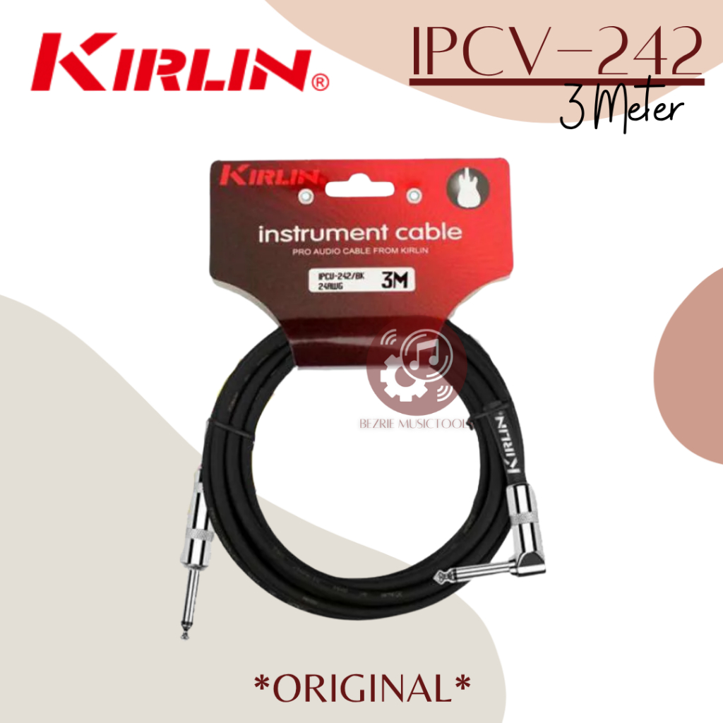 Kirlin IPCV-242-3M/BK สายกีตาร์มุม IPCV242 แจ็คกีตาร์สาย 3 เมตร