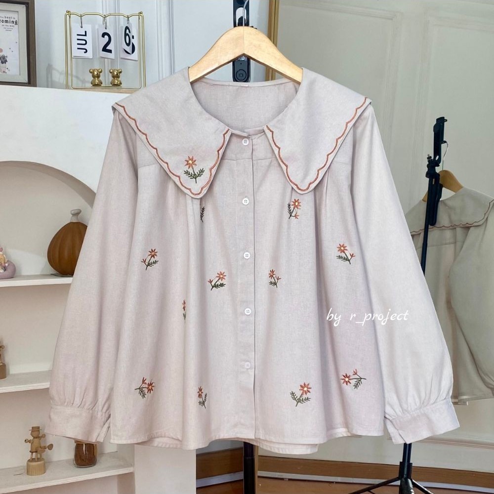 งานปัก HAMEJA Marina | เสื้อปัก | เสื้อท็อปผู้หญิง แอล 120 110 ฯลฯ | เสื้อท็อปลินินผู้หญิง