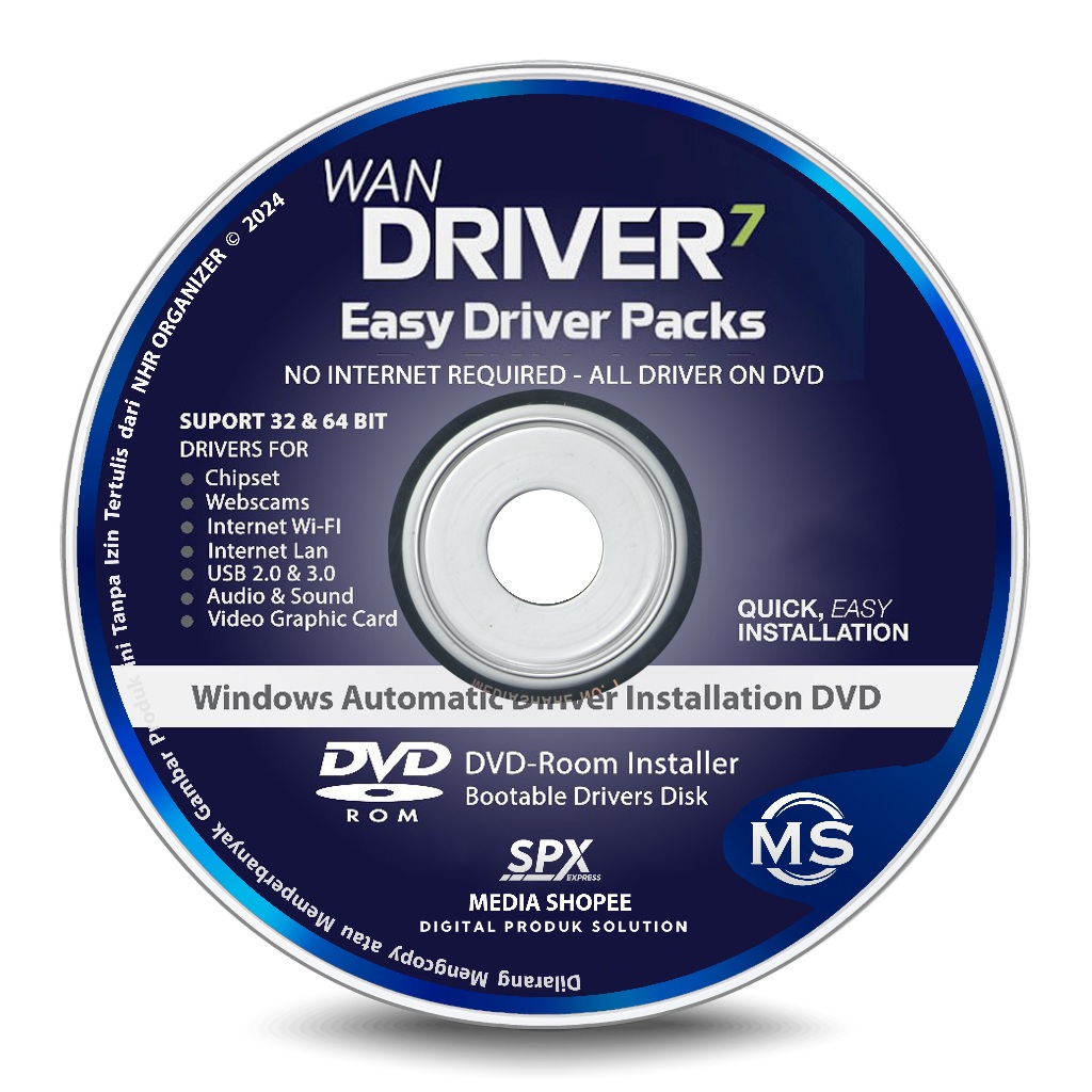 DVD ติดตั้ง WanDrv7 Easy DriverPacks สําหรับ Windows® 7 และ 10 | ตัวติดตั้งออฟไลน์