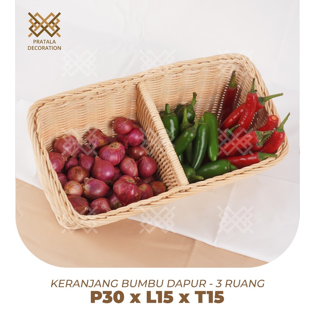 MERAH PRATALA 2-COMPANY AESTHETIC RATTAN KITCHEN SPICE BASKET สําหรับ ONIONS และ CHILI P30 X W15 X H