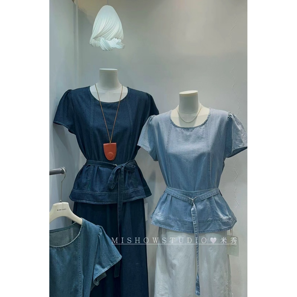 KEMEJA CNN-410 เสื้อเชิ้ตผู้หญิงยีนส์นําเข้าจีน MISHOW 18138