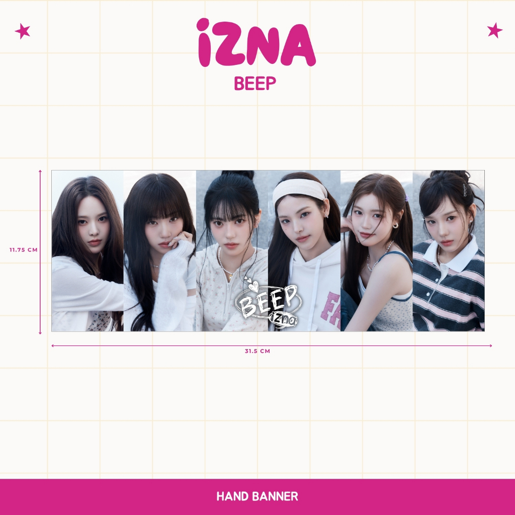 GLOSSY HAND BANNER IZNA BEEEP HANDBANNER KPOP UNOFFICIAL NAYA JEEMIN JUNGEUN SAEBI KOKONG SARA JIYOO