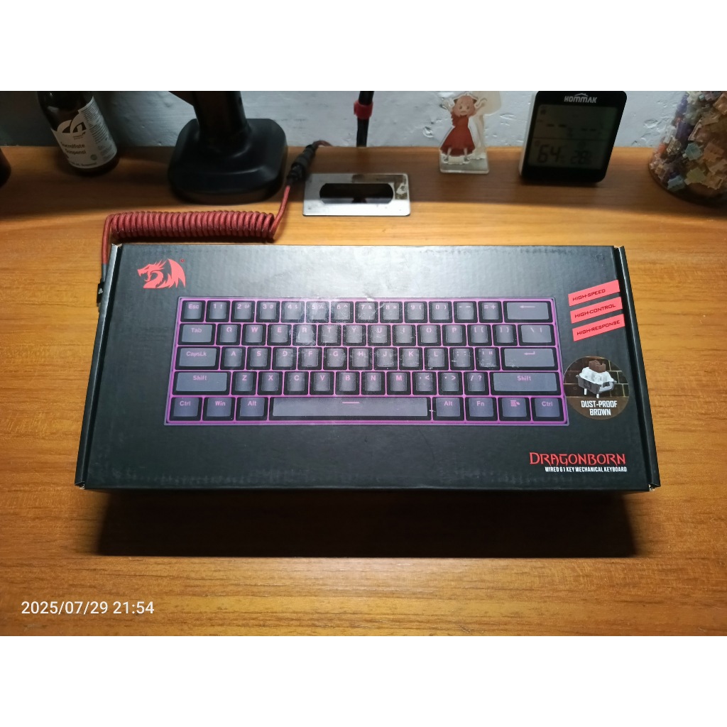 REDRAGON Redagon K630 Pink LED Mechanical Keyboard 60% Hotswap Type C