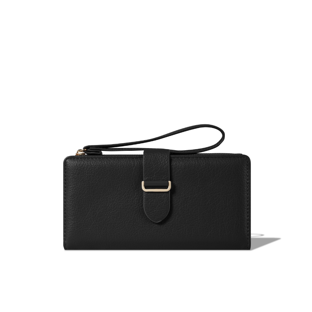 C2 Moriva Black Leather Wallet - กระเป๋าสตางค์หนังผู้หญิง