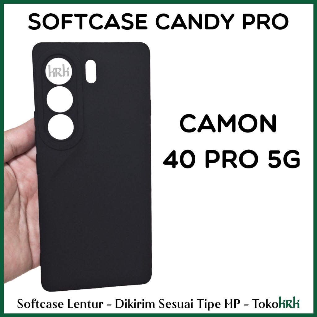 KRK Candy Protect Black Tecno Camon 40 Pro 5G เคสซิลิโคนสีดํา Softcase Pro Techno Tekno Tekno กล้องป