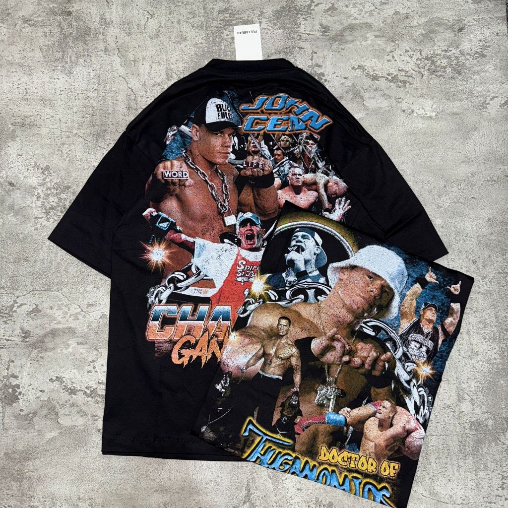 P&B เสื้อยืด Oversize John Cena - เสื้อยืดวินเทจ John Cena Oversize Black 20s