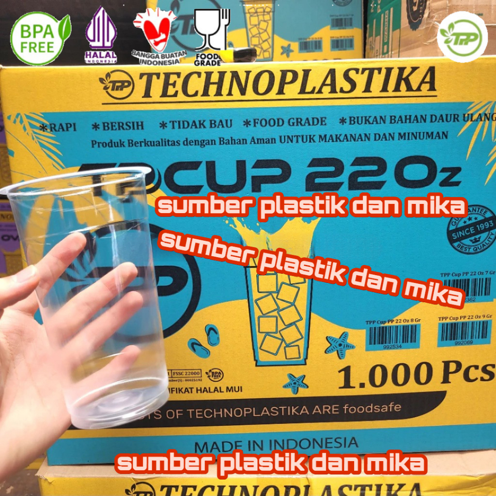 [1 แพ็ค 50 ชิ้น] TP CUP 22OZ 7GR FLAT TECHNO | ถ้วย 22OZ FLAT TECHNO FOODSAFE - แก้ว 22 ออนซ์ SOLO T