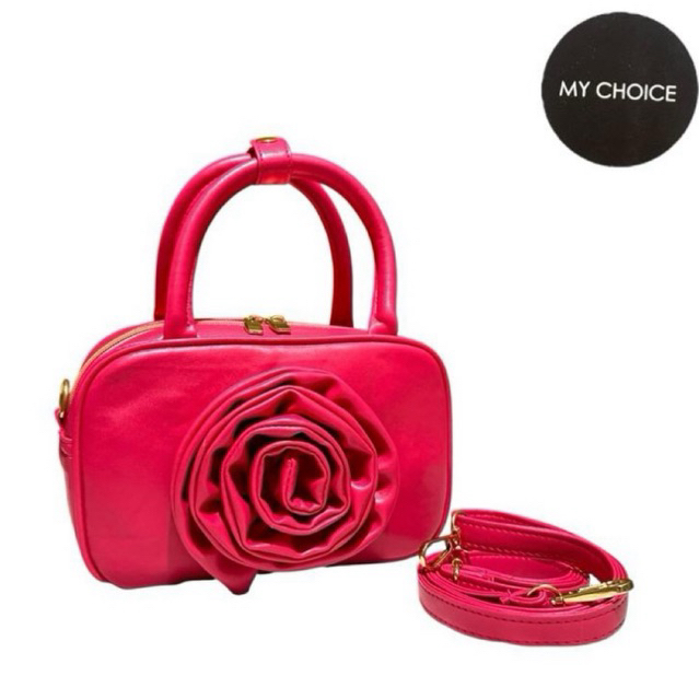 MY CHOICE ROSE / 20x13x7 CM / กระเป๋าสะพายข้างผู้หญิง / กระเป๋าถือเด็กผู้หญิง / กระเป๋าสะพายหนังผู้ห