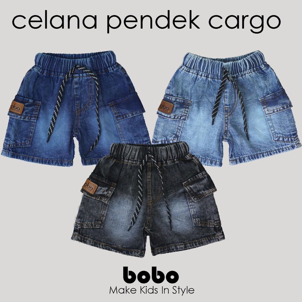 CHILDRENS CARGO SHORT JEANS WITH STRAP 1 - 5 ปี