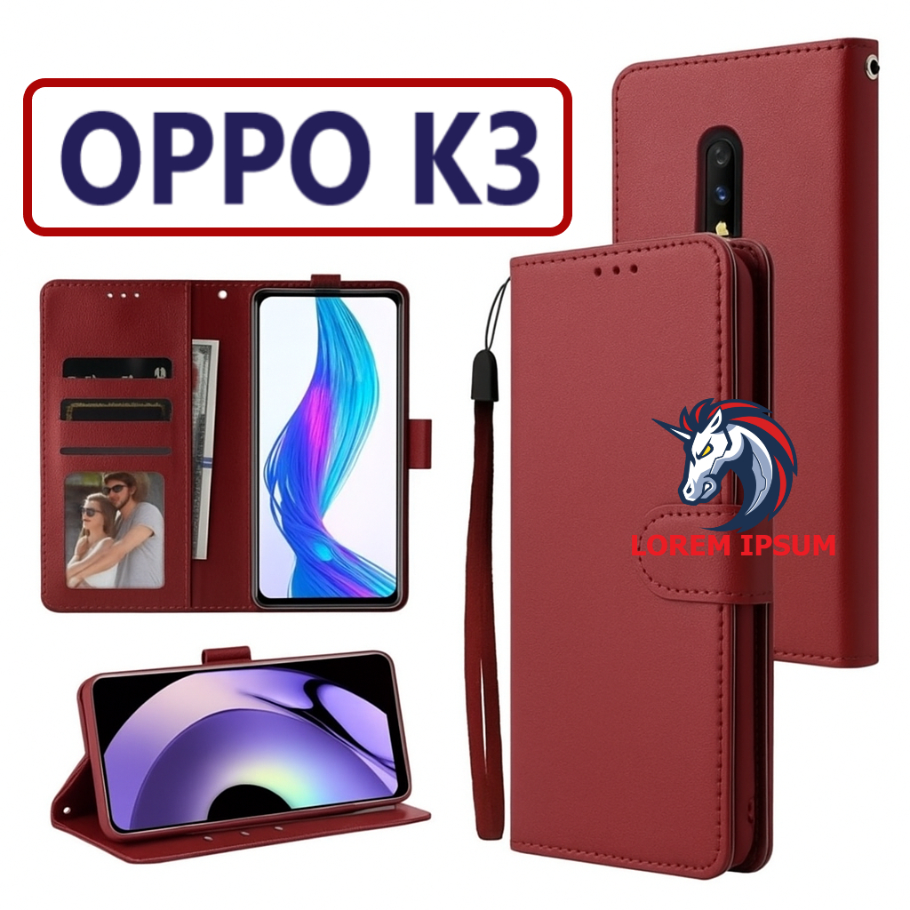 หนัง CASING OPPO K3 กรณีหนัง FLIP WALLET หนังพรีเมี่ยมฝาครอบเปิดปิด CASING HP FLIP CASE OPPO K3