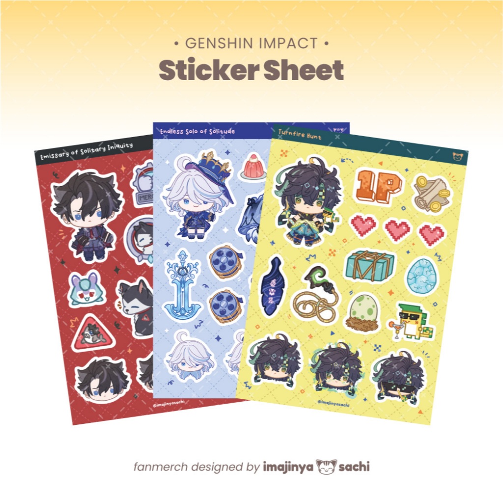 [ imajinyasachi ] แผ่นสติ๊กเกอร์ Genshin Impact
