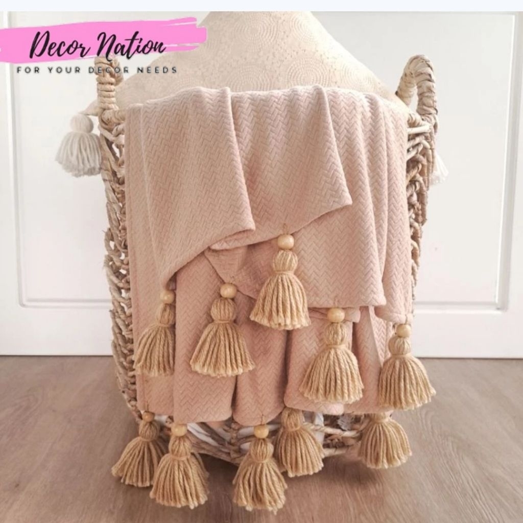 Decor.nation THROW BLANKET TASSEL POMPOM SOFA BLANKET