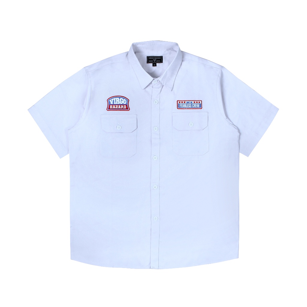 KEMEJA Virgo Hazard Fearless Workshirt เสื้อเชิ้ตสีขาวลําลองสีขาว