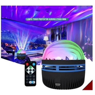 Lampu proyektor Aurora Utara mini Lampu Galaksi Langit Aurora Lampu Disco + Remote