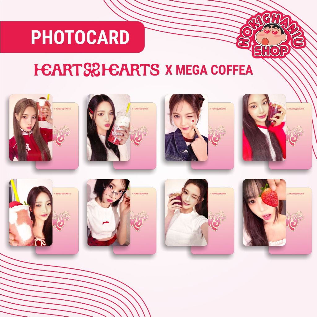 Hearts2Hearts X Mega Coffeea Unnofficial Photocard Scan Premium 1 ชุด 8 สมาชิก