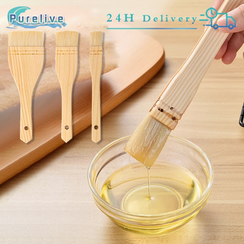 Non-shedding Lambswool Brush Pastry Brush แปรงเค้ก ด้ามไม้ แปรงน้ํามัน