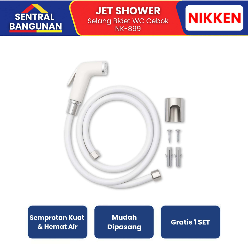 NIKKEN Jet Shower Cebok / Bidet Hose WC Cebok NK-899 สีขาว