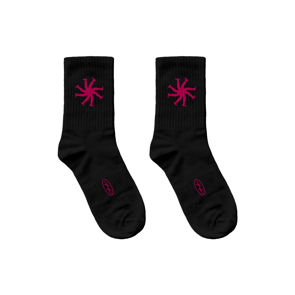 HLWN Running Unisex Socks สีดํา - ทับทิม