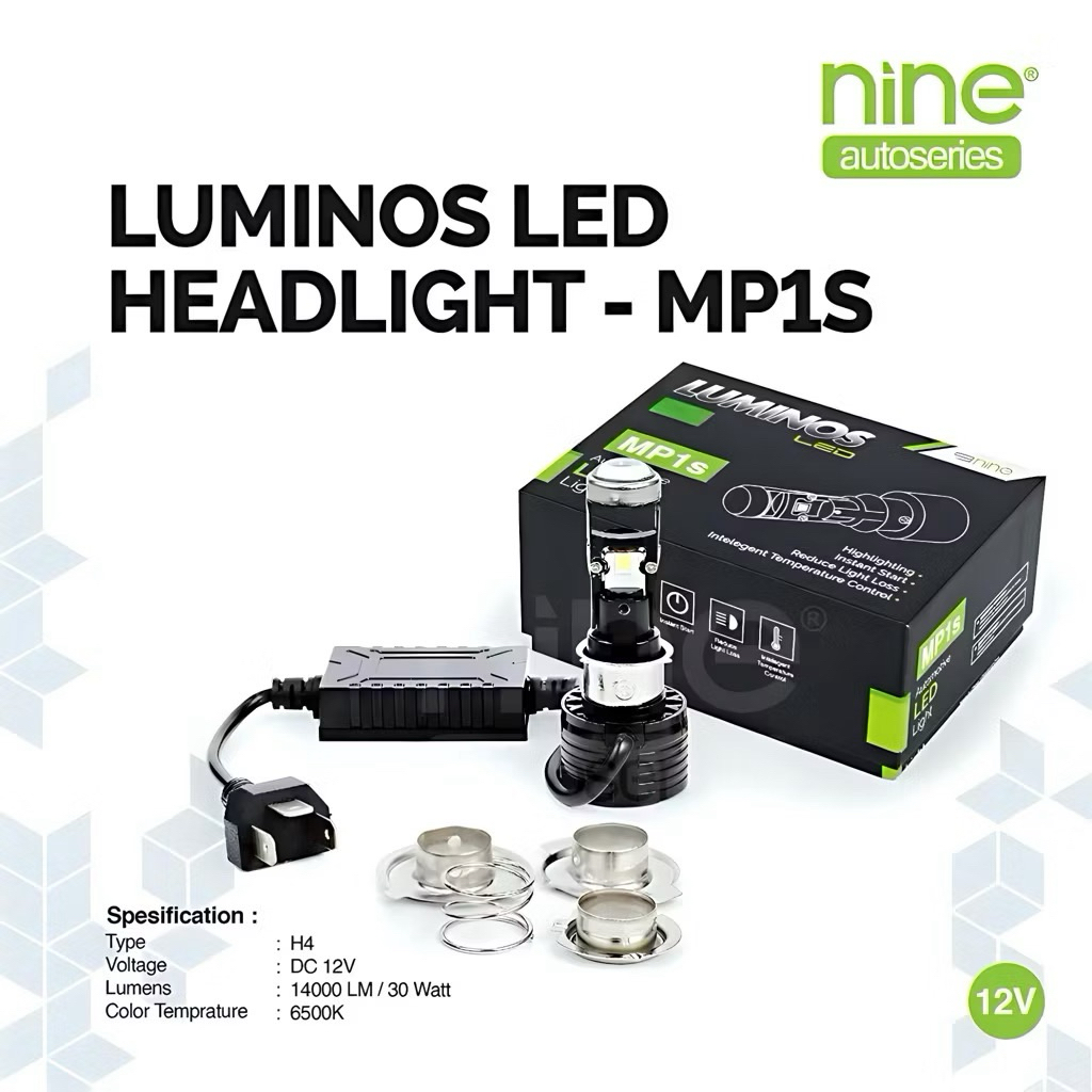 LUMINOS H6 H4 H7 MINI PROJECTOR 30 WAT NINE LUMINOS SUPER BRIGHT LED MAIN LIGHT