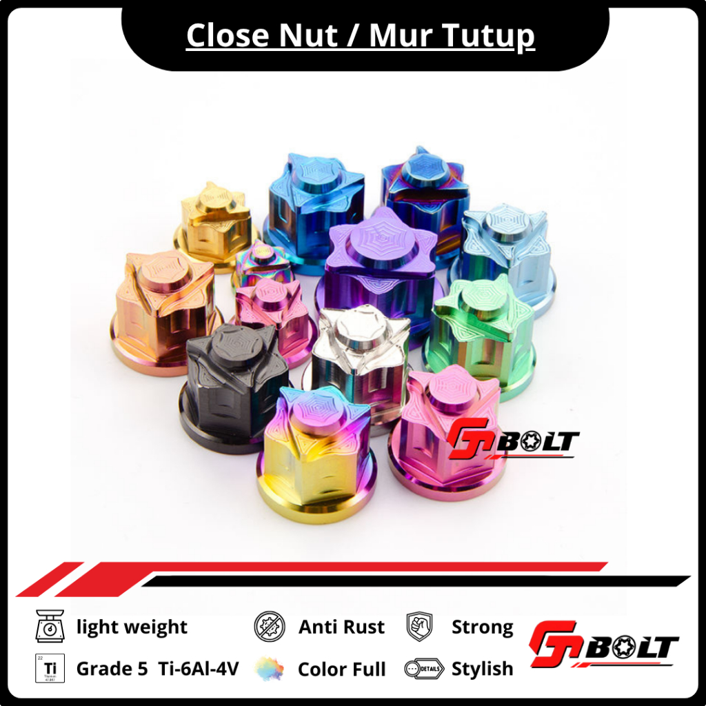 ปิดน็อตไทเทเนียม m6, m8, m10, m12 & m14 / star Nut Titanium Material Ti-6Al-4V