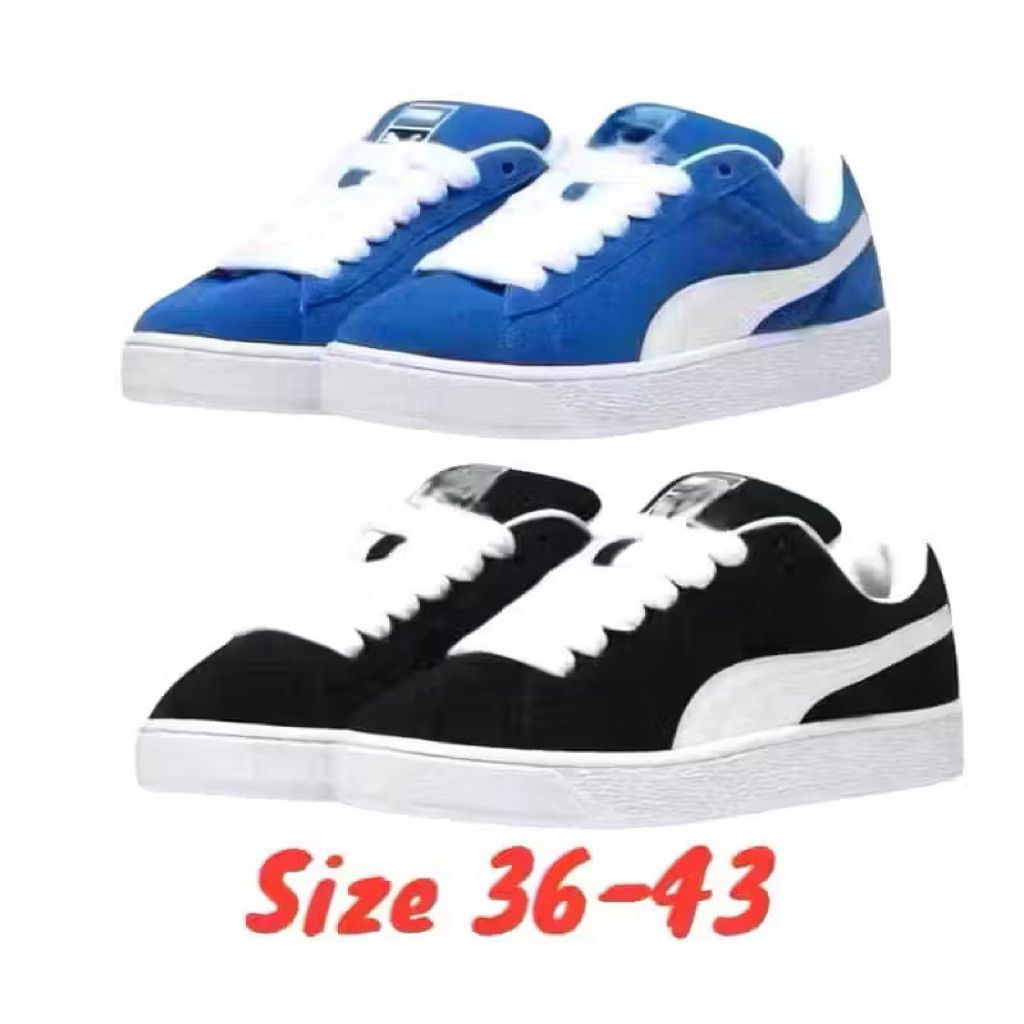 Black Suede XL Fat Shoes สําหรับผู้ชายและผู้หญิง // Suede XL Full Black Men and Women 100%