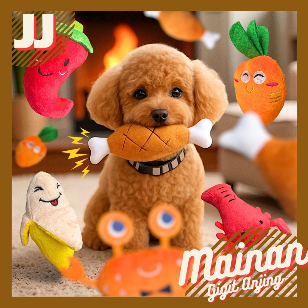 DOG / CAT BITE TOY DOLL CAN SOUND LOBSTER CRAB BANANA CARROT ไก่ CHILLI SHAPE