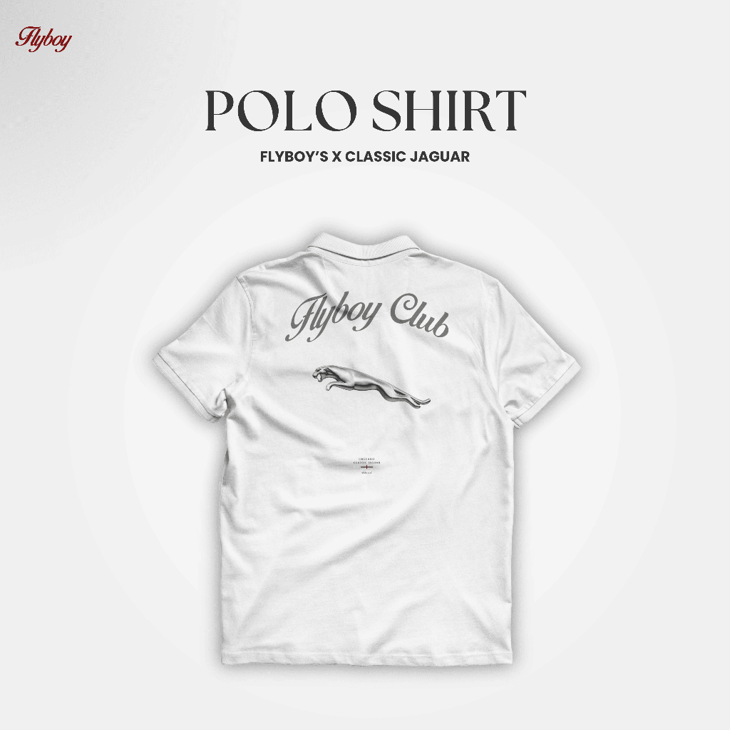 เสื้อโปโล FLYBOY - CLASSIC JAGUAR BLACK & WHITE