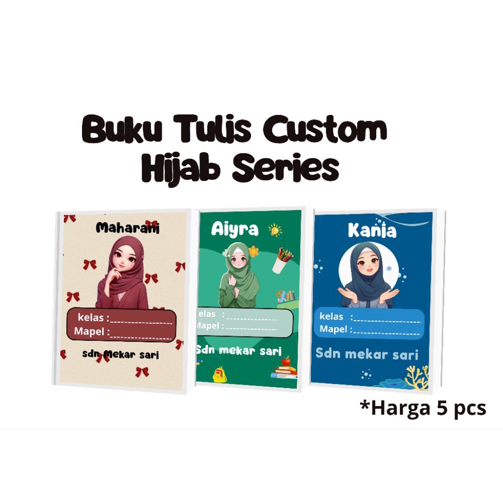 CUSTOM HIJAB SERIES NOTEBOOK (ราคา 5 ชิ้น) สมุดบันทึกโรงเรียน 38 แผ่น