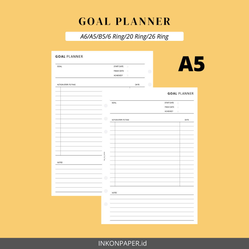 A5 Planner, Goal Planner, Life Planner 2026 โดย INKONPAPER.id