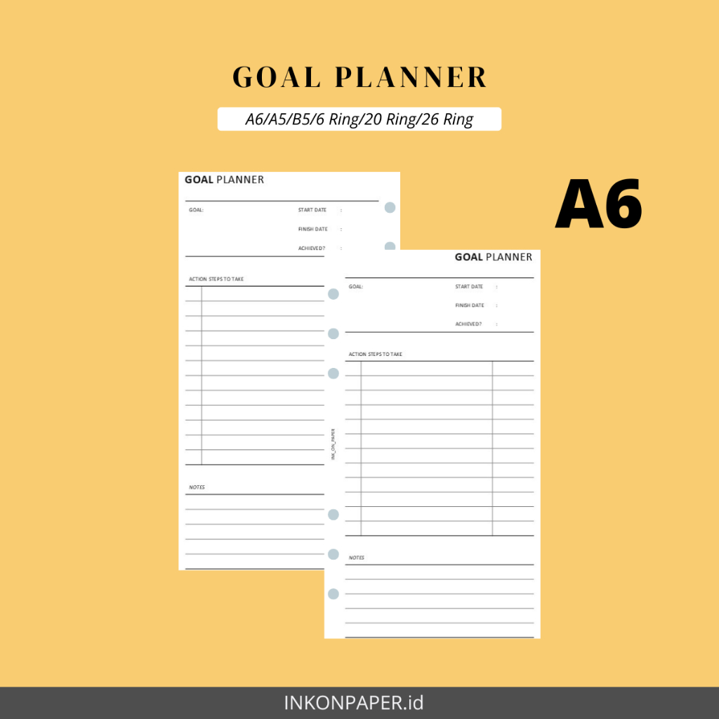 A6 Planner, Goal Planner, Life Planner 2026 [PAPER เท่านั้น] โดย INKONPAPER.id