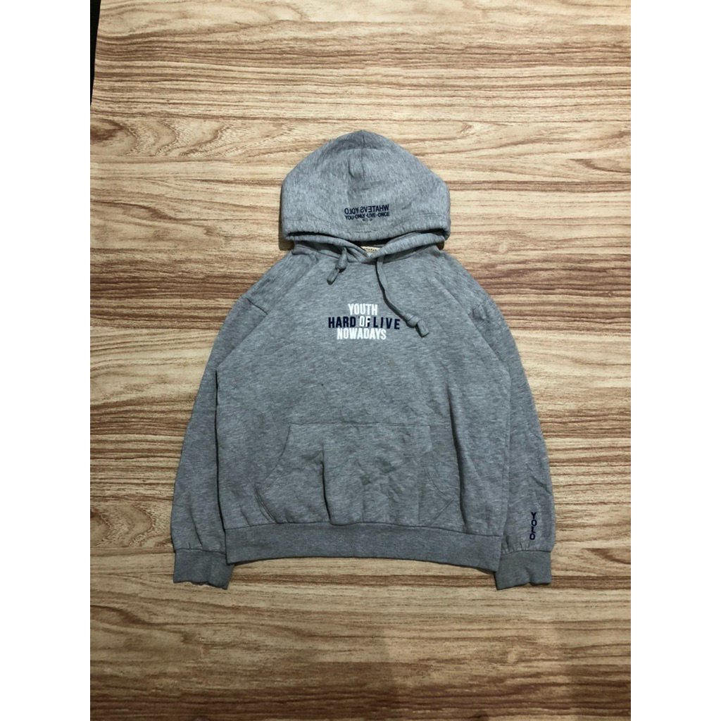 EMBROIDERED GREY NII HOODIE - เล็ก