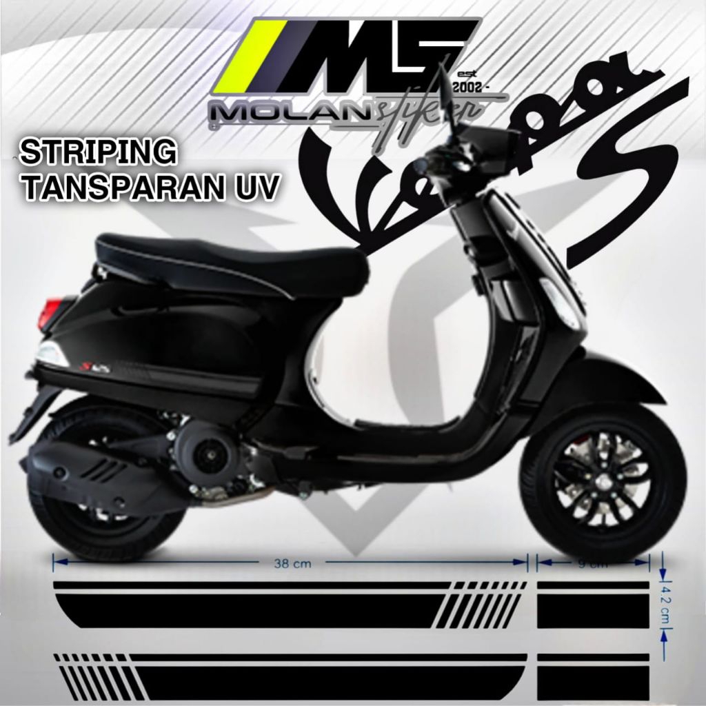 Decal สติกเกอร์ Striping Variation โปร่งใส Uv Vespa S 125 Iget Abs Facelift Vespa Lx 125 S/Lx 125 2 V/3 V Matic Vesmet Vespa Electricha ไฟฟ้า Decal Lis โปร่งใส Striping S ง่ายตัดสติกเกอร์ เอส สีดํา