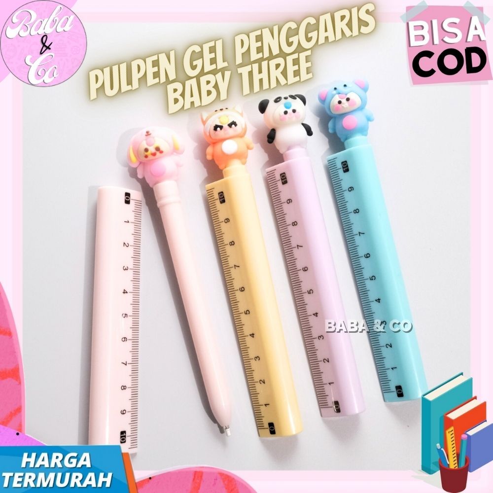 ปากกาเจลเด็ก THREE CUTE RULER UNIQUE BABY THREE RULER PEN WHOLESALE ปากกาเจลเด็ก THREE RULER 10 ซม.