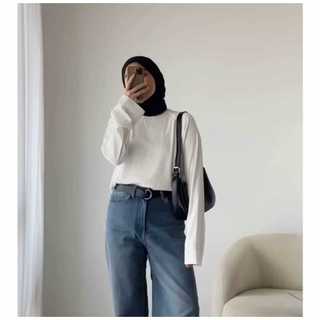 Camille Top Kemeja Blouse Plisket Top Lengan Panjang Wanita Overlong Sleeve Pleats Top Knit Casual