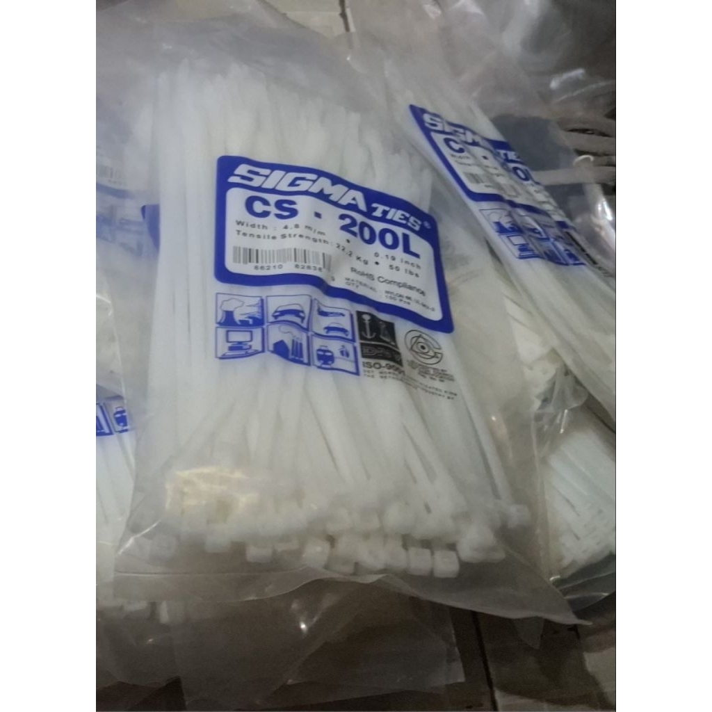Sigma เคเบิ้ลไทร์ 20 ซม. 4.8 มม. CS-200L เนื้อหา 100 ชิ้น สีขาว / เคเบิ้ลไทร์ 20 ซม.