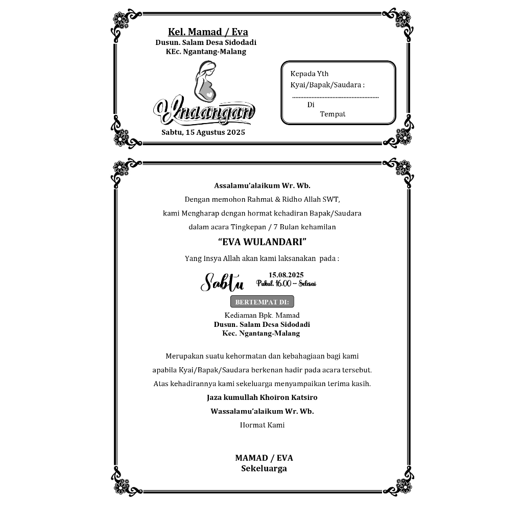 ES88 PRINT 7 MONTH INVITATIONS สําหรับ HAJATAN/FORMANCES/STACKING/KILL/WALIMATUL URS ETC