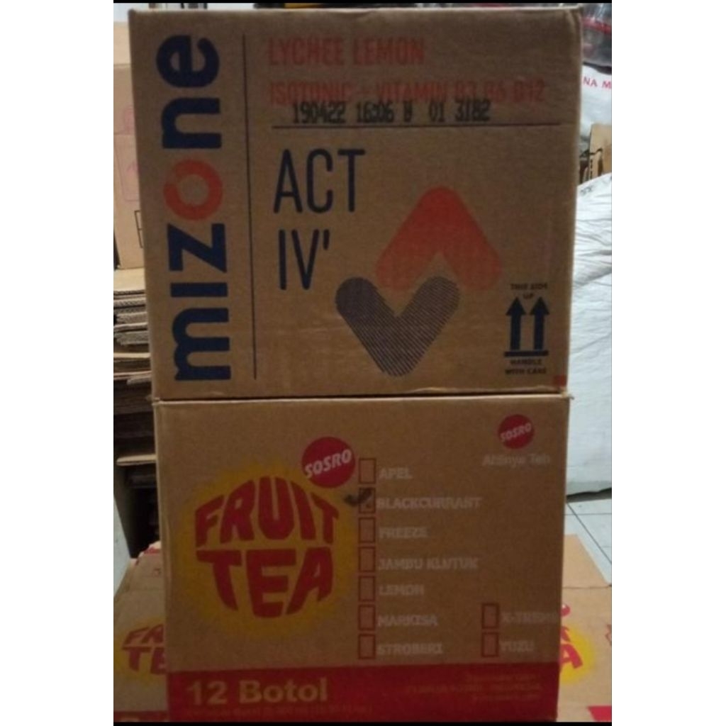 กระดาษแข็ง Mizone+Fruittea มือสอง 25.5x19x21.5