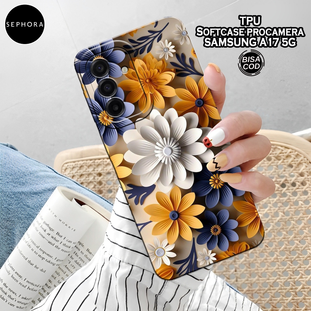 HP เคส Samsung Galaxy A17 5G 2025 ล่าสุด - เคสดอกไม้แฟชั่น - Samsung A17 5G Softcase - เคสกล้อง Pro 