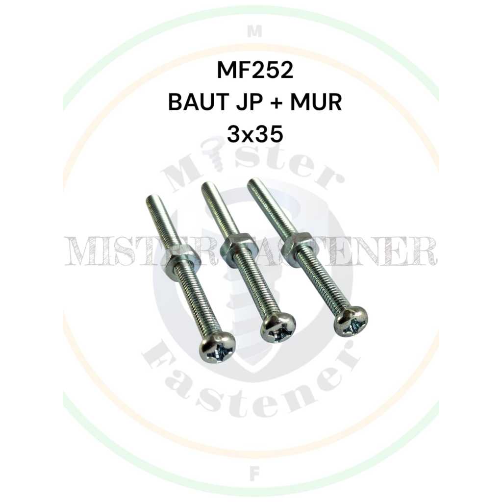 MESIN 50 ชิ้น JP สลักเกลียว M3x35 Plus MUR ไขควงสกรูเครื่อง 35 มิลลิเมตร 3x35 M3 ทรานซิสเตอร์เครื่อง