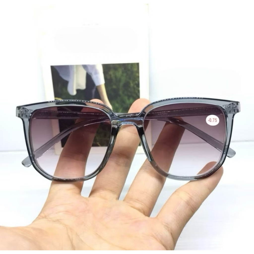 ELDORA / Minus แว่นตาสําหรับสายตาสั้นพร้อมเลนส์สีกรอบสี่เหลี่ยมขนาดใหญ่ 6906N