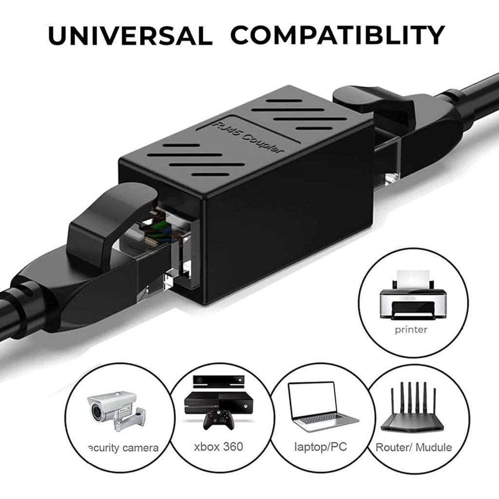 RJ45 Female to Female Cat 15A 16A LAN Extension Adapter Connector
