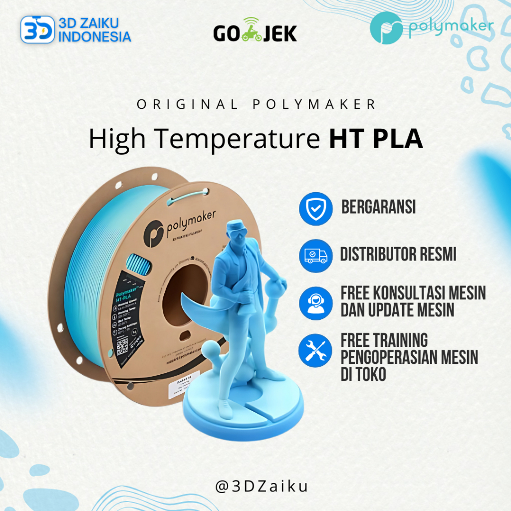 Polymaker HT PLA เครื่องพิมพ์ 3D อุณหภูมิสูงถ่ายทําผ้าซาตินระดับพรีเมียม